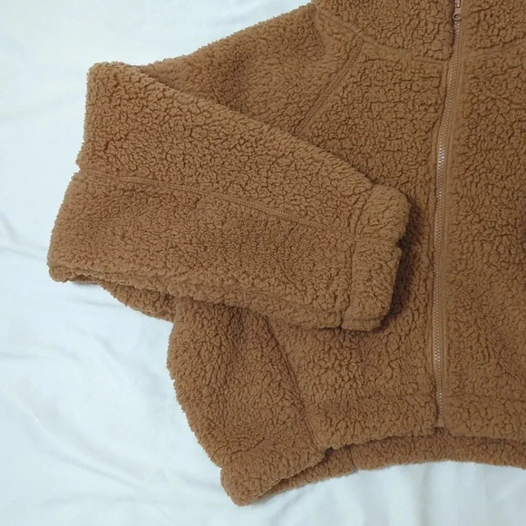 Wild Fable Faux Shearling Full Zip-Up Sweatshirt, Color Light Brown Size M/L - Picture 6 of 14